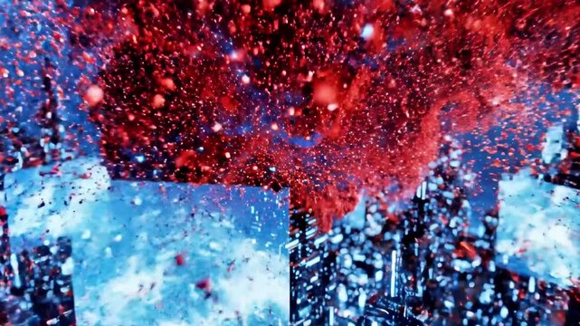 A vibrant, abstract depiction of Earth with glowing blue lines and red accents