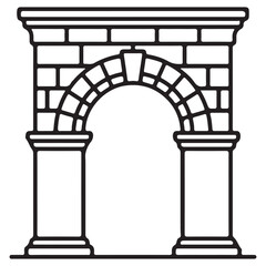 Black Line Art Illustration of a Classical Architectural Archway Structure © Maida