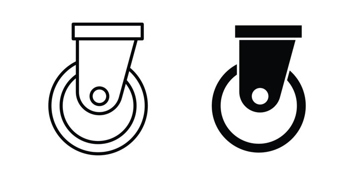 Cart trolley wheel icon concept pack in line and solid icons