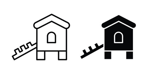 Chicken coop icon concept pack in line and solid icons © Surya