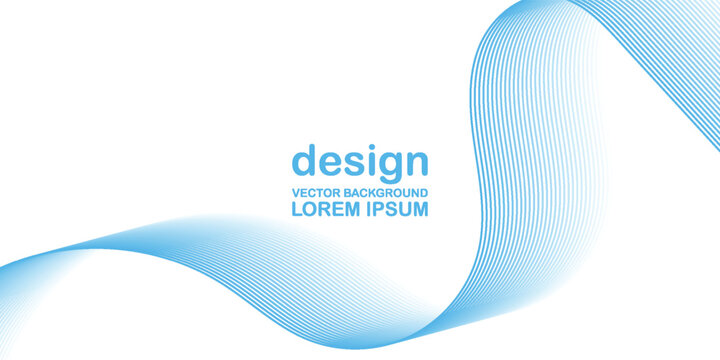 Abstract Blue Wave Vector Background with Parallel Lines on White, Minimalist Dynamic Curving Blend Graphic. Creative element design in vetor illustration