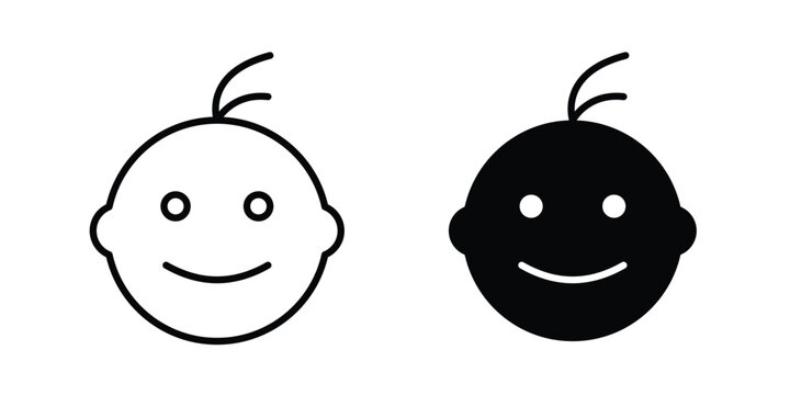 Child face icon concept pack in line and solid icons