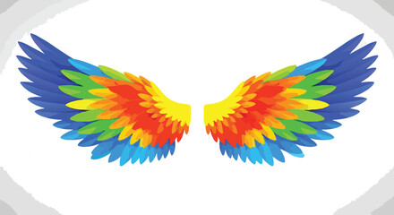 Obraz premium Rainbow colored wings on white background