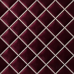 Naklejka premium Simple dark burgundy leather quilted lattice seamless pattern for luxury backdrop