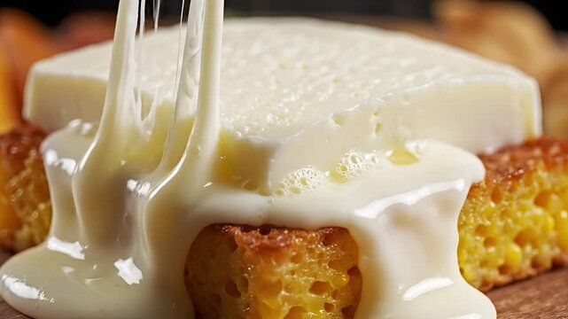 Delicious Melted Cheese Pouring Over Toasted Bread.