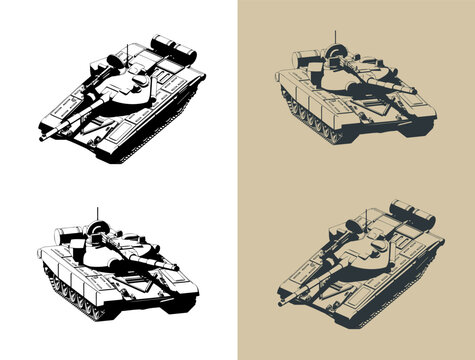 Soviet main battle tank t-72 isometric illustrations