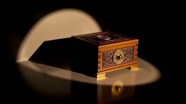 Luxury gold box with lid open.
