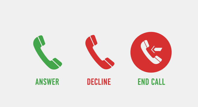 Phone Call Icons Answer Decline End Call Options.