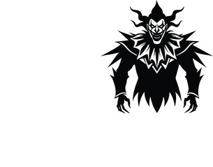 Obraz premium Jester Silhouette A Black And White Graphic Design With Pointed Collar And Horns
