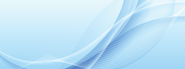 Fototapeta premium Abstract blue light background with flowing wave lines, dynamic waves, and smooth gradient texture