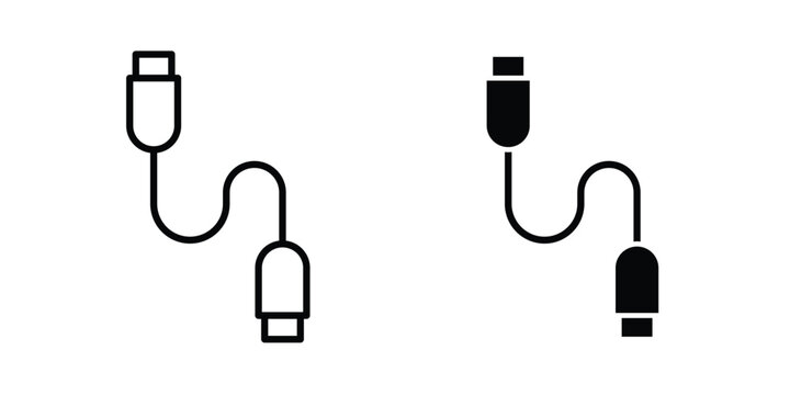 Phone cable icon concept pack in line and solid icons