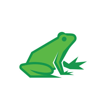 Minimalist green frog vector illustration icon.