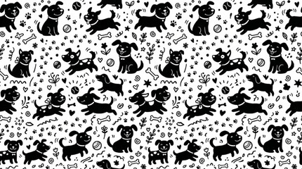 Obraz premium Seamless leopard print pattern with floral butterfly silhouettes in black vector style for wallpaper and decorative design