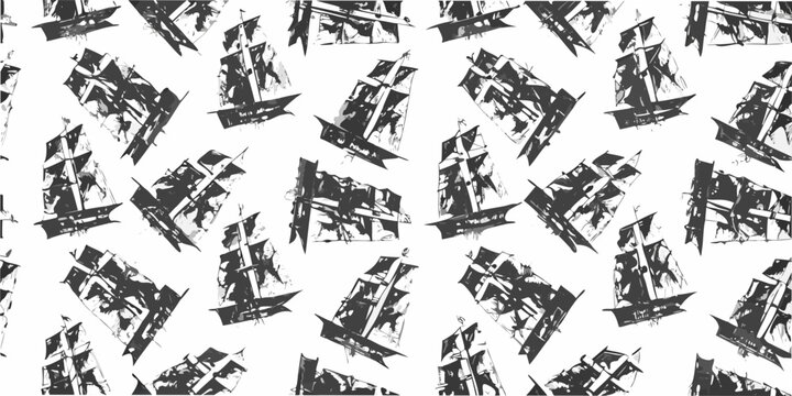 Sailing ship pattern a repeating vector illustration on a white background