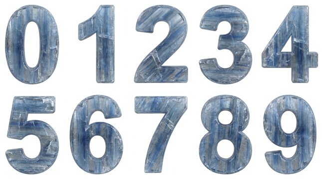 Kyanite blue fibrous texture numbers set