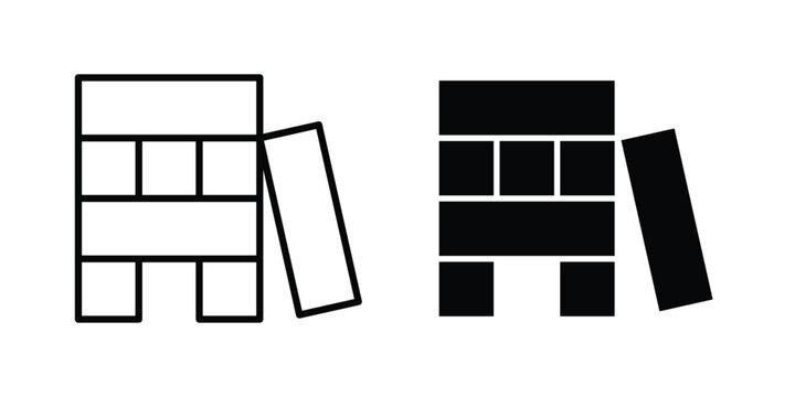 Wooden block icon concept pack in line and solid icons