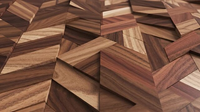 Abstract Geometric Pattern of Wooden Blocks in Herringbone Design.