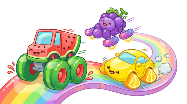 Cute Cartoon Fruit Vehicle Toy Collection