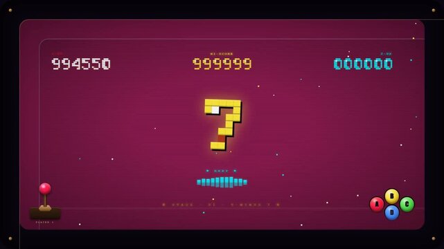 Retro arcade game countdown from ten to one with pixel numbers joystick controls and game start screen