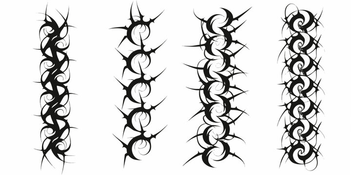 Black Tribal Pattern Designs On White Background