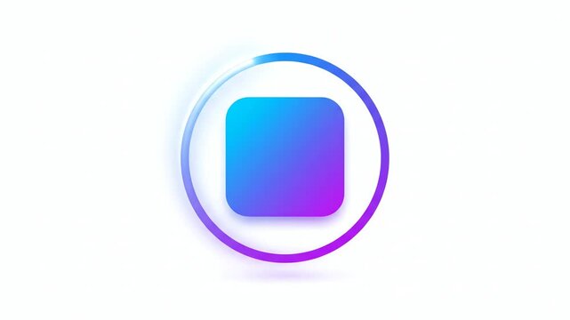 The square gradient logo spins within a circle on a white background