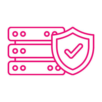 Secure server stack with shield icon