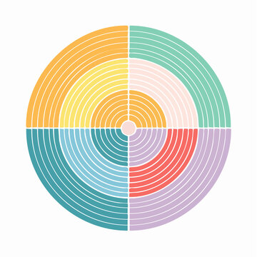 Abstract Circular Graphic with Concentric Arcs in Pastel Colors