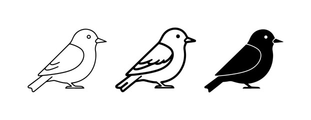 Bird Icons: Outline, Filled Outline, Silhouette Vector Graphics © Mahmudur