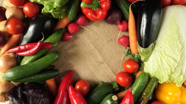 Fresh organic vegetable frame with copy space