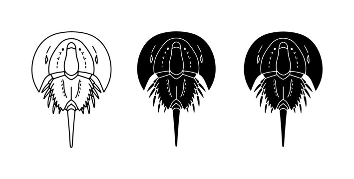 Horseshoe Crab Vector Icons, Marine Life Silhouettes, Ocean Creature Graphics