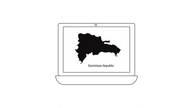 Dominican Republic Map on Laptop Screen.