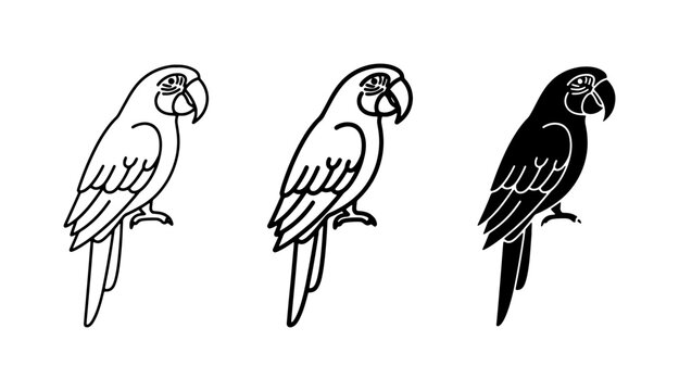 Parrot Vector Icons, Tropical Bird Silhouettes, Exotic Avian Graphics