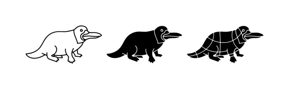 Platypus Icons: Outline, Silhouette, and Patterned Vector Art