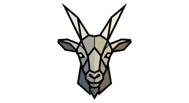 Geometric Goat Head Logo Icon - Polygonal Animal Symbol
