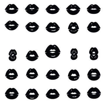 Abstract Black Lips Pattern on White Background