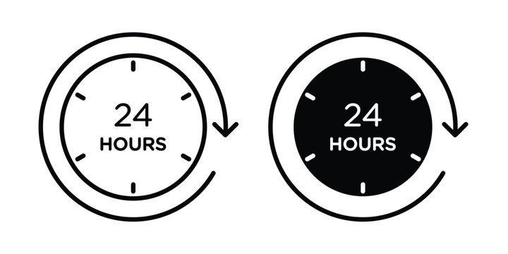 24 hours icon For Web And UI, Simple Icons
