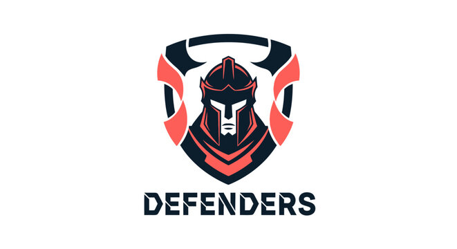 Powerful futuristic robot warrior emblem with strong horns, symbolizing defense and protection for a modern sports team or gaming league identity