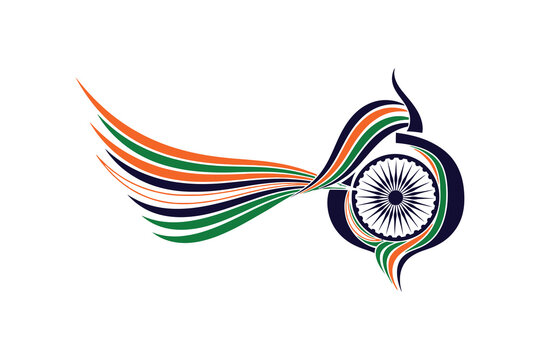 India republic day logo with ashoka chakra and saffron green blue ribbons