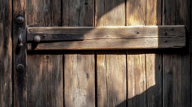 sliver. Heavy weathered wooden castle door closing slowly, cutting off final sliver of dramatic side light. real-estate listings.