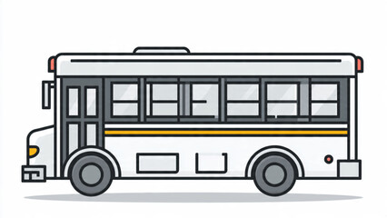 Modern city bus with yellow stripe on white background ideal for transportation themes © Gema Sel