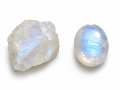 Natural moonstone gemstone faceted and rough 