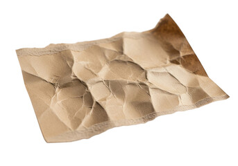 Obraz premium Small piece of crumpled brown craft paper isolated on transparent background