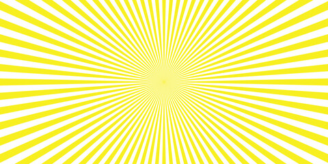 Fototapeta premium Yellow and white radial sunburst pattern with a bright yellow center and radiating stripes background