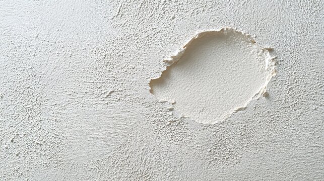 presupposition. A section of a freshly repaired white wall, smooth spackle patch contrasting with older wall texture, soft diffused light. real-estate listings.