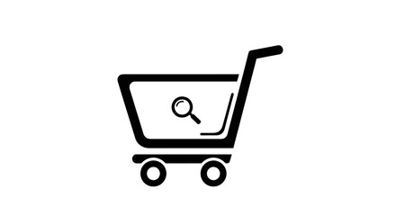 Shopping cart with magnifying glass icon. © Siti