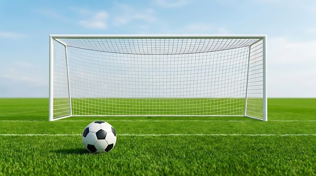 Standard soccer goal frame positioned on natural green grass surface.