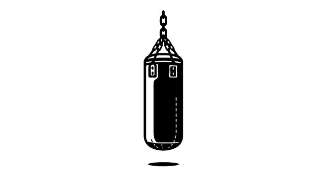 Punching bag hanging from chain.
