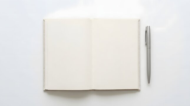 An Open Notebook With Blank Pages On A White Background The Notebook Is