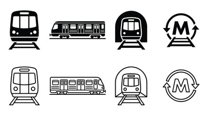 Train And Subway Car Line Icons With Circular Transportation Symbol © Tamim