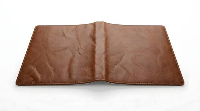 A 3d Rendering Of A Brown Leather Wallet The Wallet Is Rectangular In